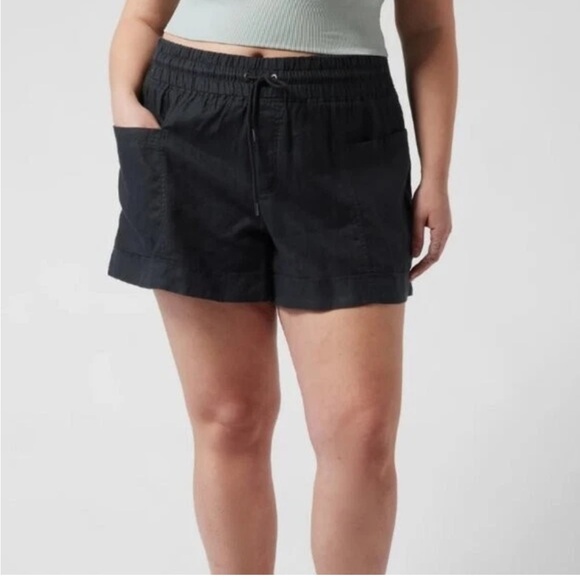 Athleta Cabo Linen 4" Short Black - Picture 1 of 7